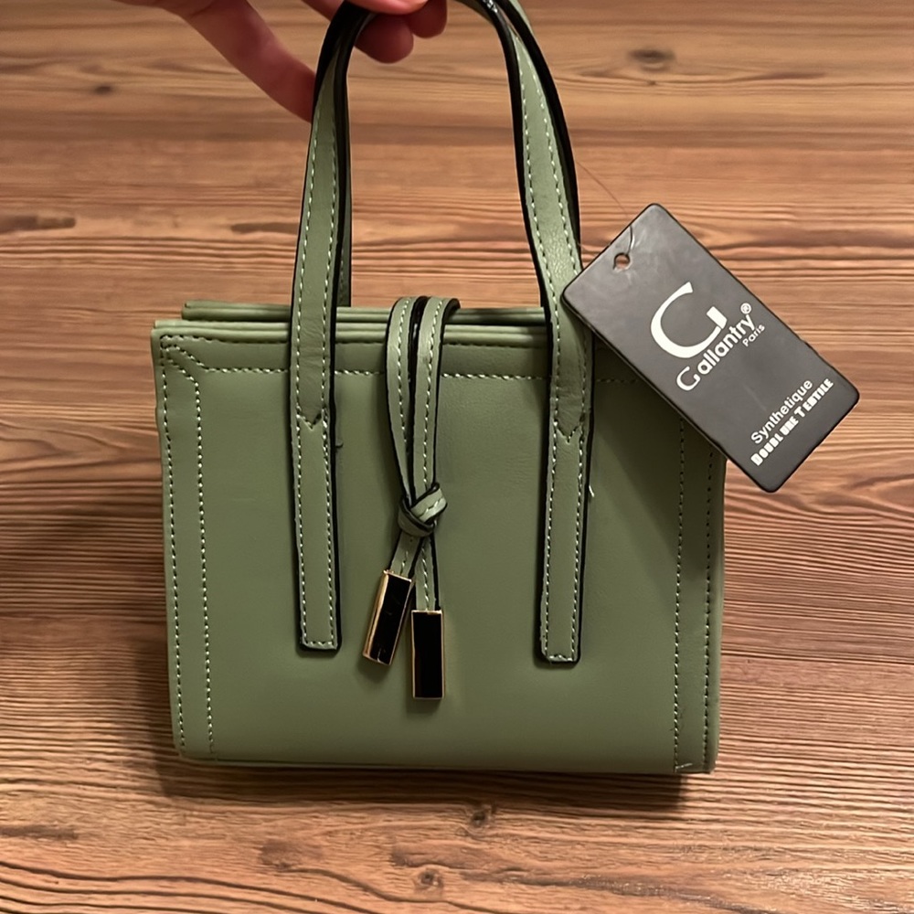 NWT Gallantry Small Green Sage Handbag With Shoulder Strap